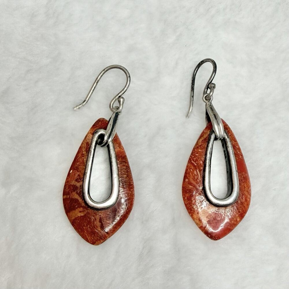 Silpada SS "Cardinal Rule" Sponge Coral Dangle Earrings #W1982 [075GCM]